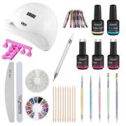 Nagel Starter-Set - Pro Gellack Set mit 80W Nageltrockner mit Display, Farben und Zubehör (CA-01 Limitierte Edition)