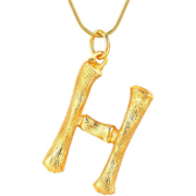 Gold Bambusalphabet / Buchstabe Halskette - H