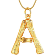 Gold Bambusalphabet / Buchstabe Halskette - a