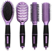 Salon Professional, 4-teiliges Haarbürsten Set - Violett