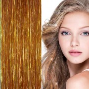 Bling Silber Glitzer Haarverlängerung 100 Stück Glitzer Haarsträhne 80 cm - Gold