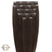 Clip on hair extensions #4 Chocolate Brown - 7 pieces - 60 cm | Gold24