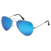 Lux Aviator Pilotenbrille - blaue Gläser, silberner Rahmen