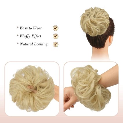 Unordentliches Brötchen-Haar-Fastery mit zerknittertem künstlichen Haar - 24T613 Helles Blond