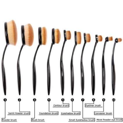 Technique PRO Ovale Makeup Bürsten / Makeup Pinsel - 10-teiliges Set